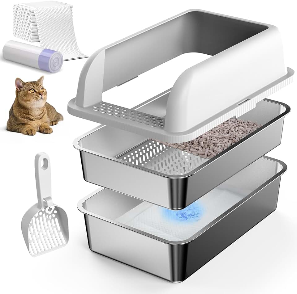 Enclosed Stainless Steel Litter Box