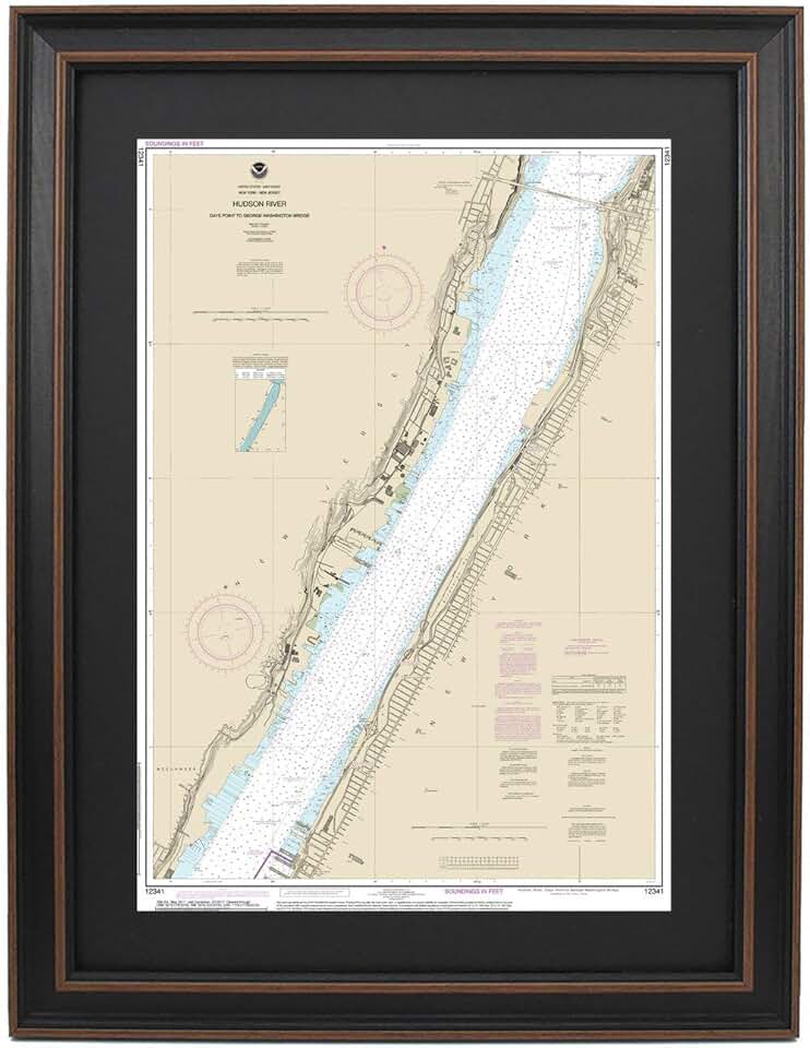 Framed Hudson River Map