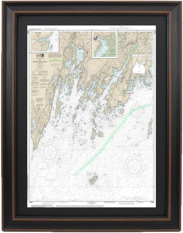 Framed Muscongus Bay Map