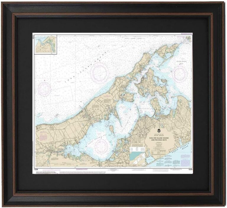Framed Nautical Map 12358