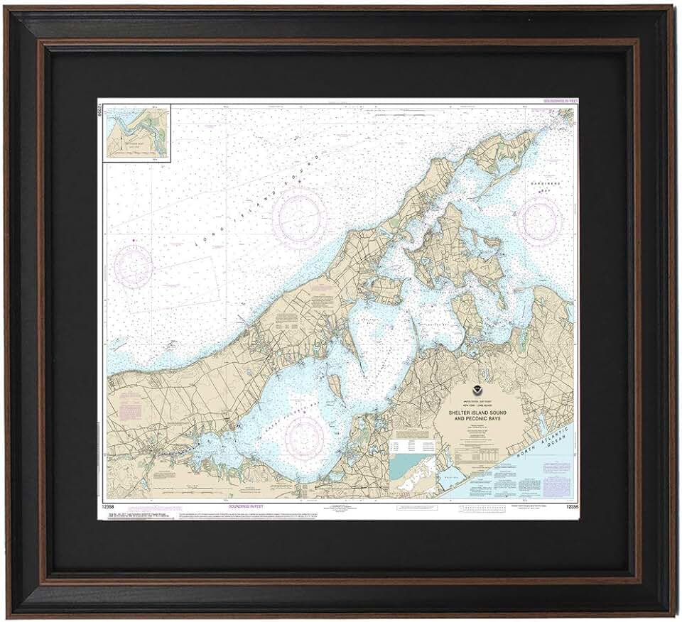 Framed Nautical Map 12358