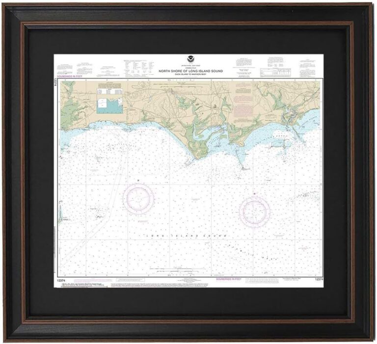 Framed Nautical Map 12374