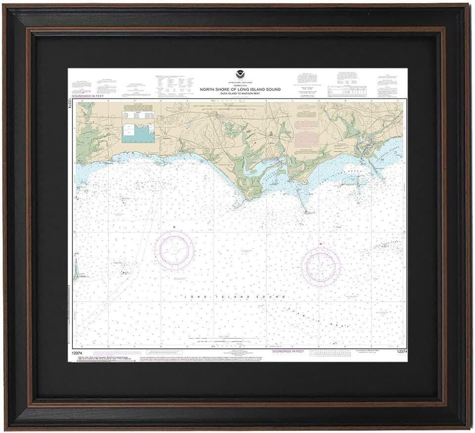 Framed Nautical Map 12374