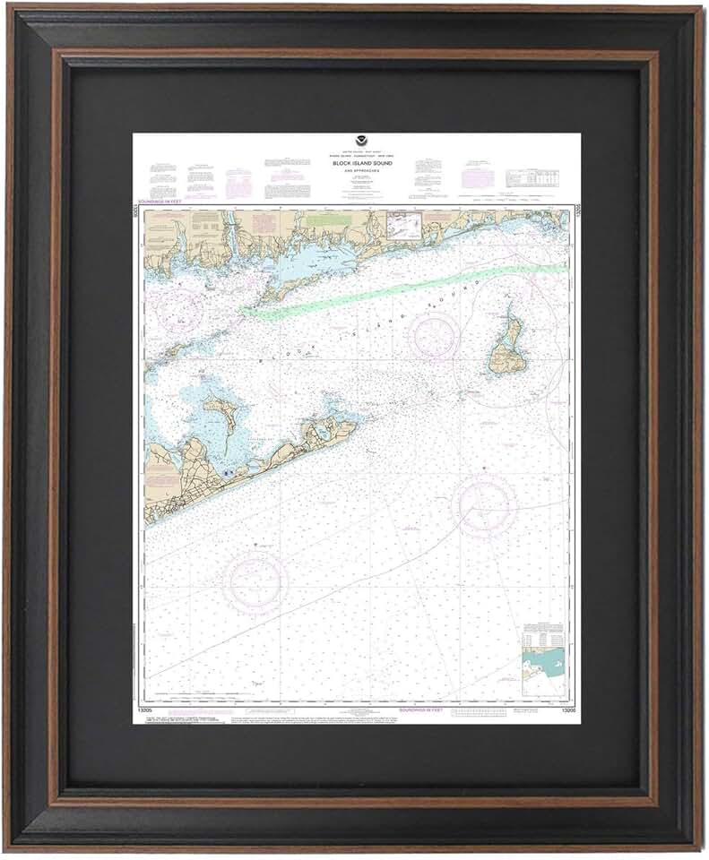 Framed Nautical Map 13205