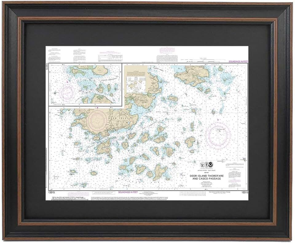 Framed Nautical Map 13315