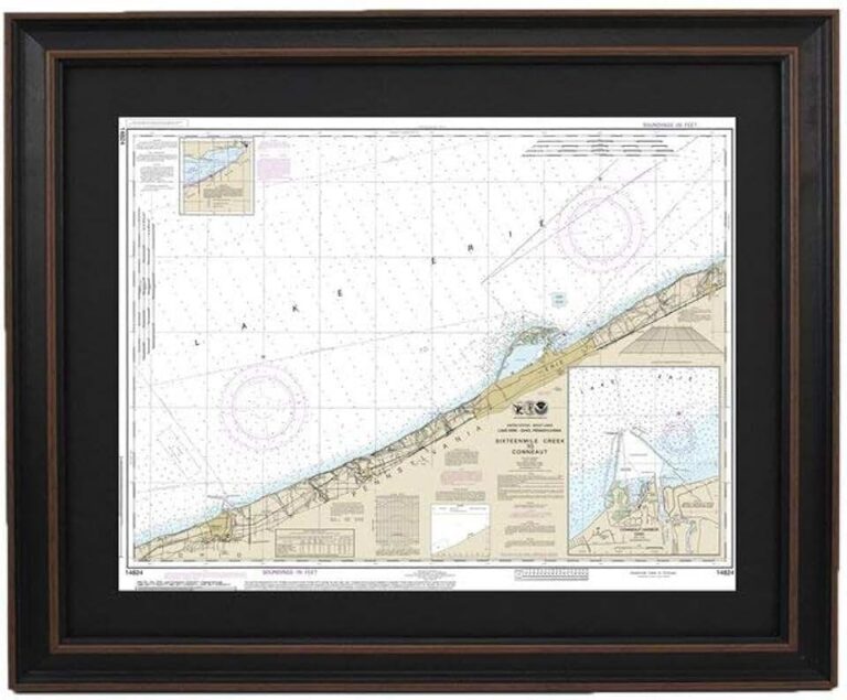 Framed Nautical Map 14824
