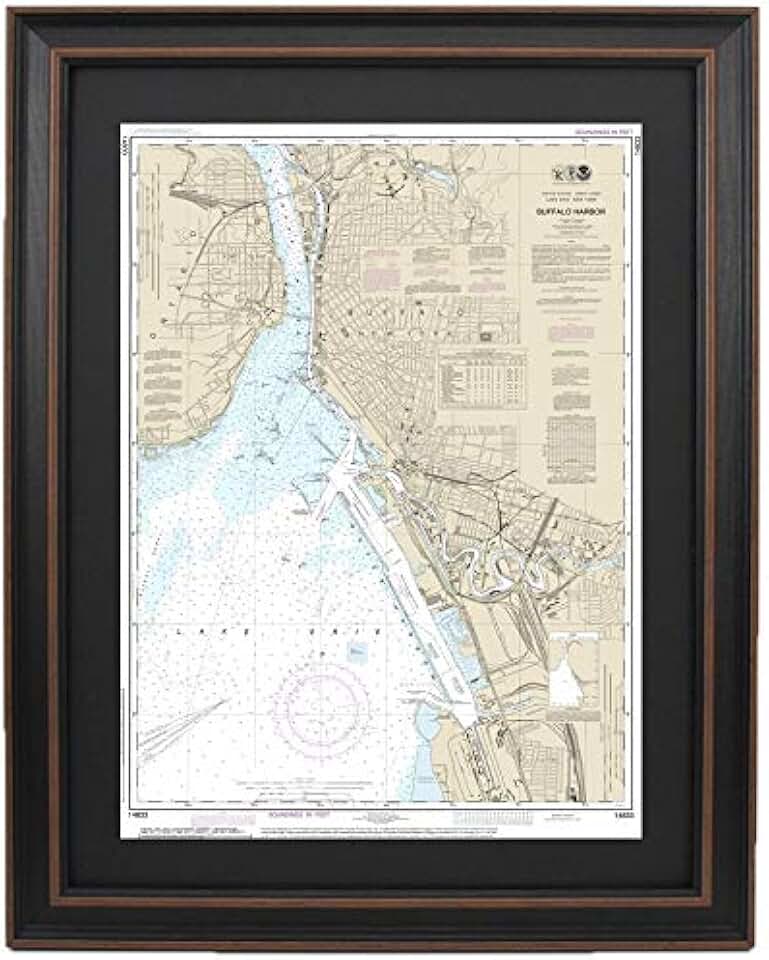 Framed Nautical Map 14833