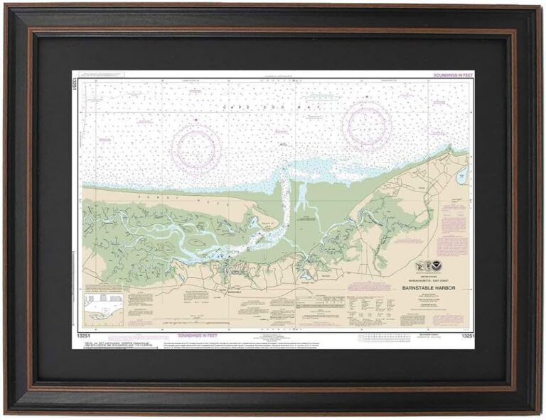 Framed Nautical Map Barnstable