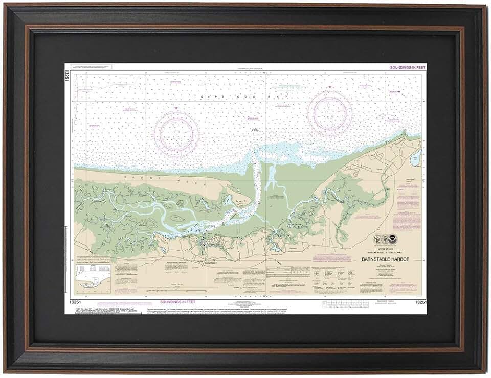 Framed Nautical Map Barnstable