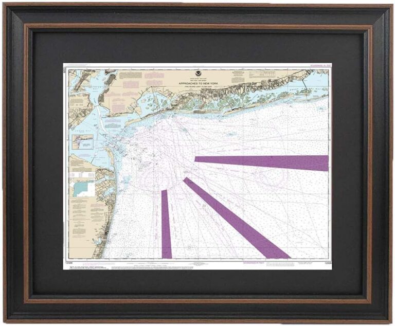 Framed Nautical Map New York