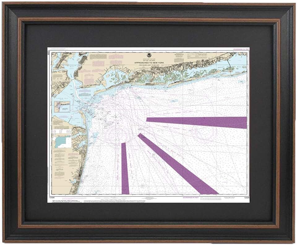 Framed Nautical Map New York