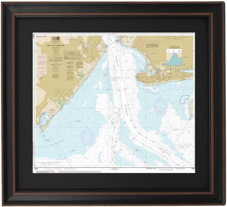 Framed Nautical Map New York