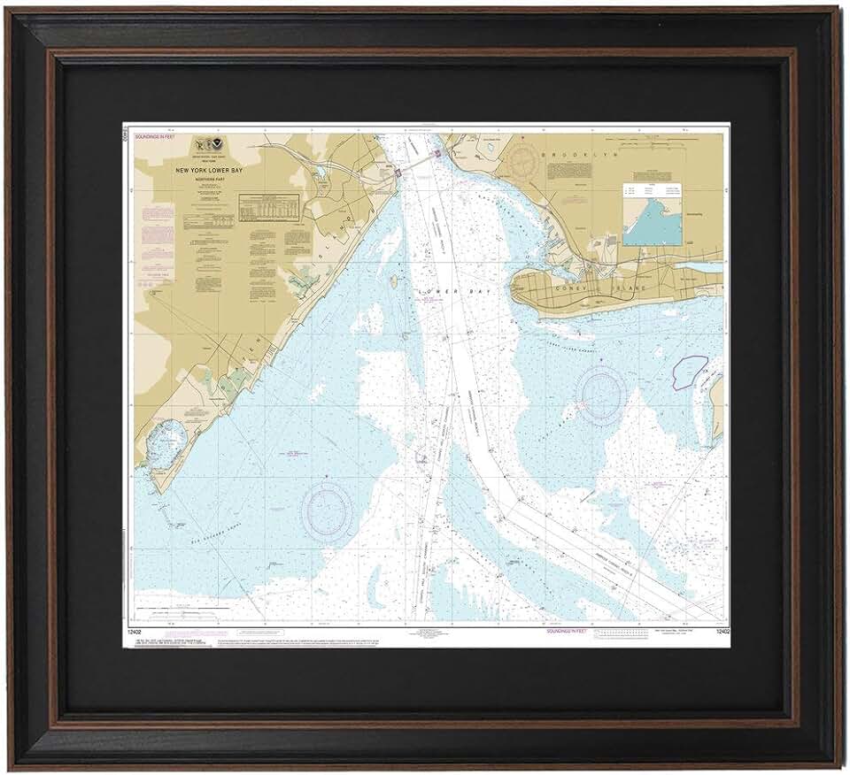 Framed Nautical Map New York