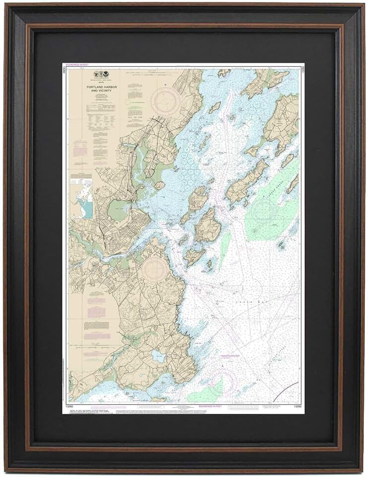 Framed Nautical Map Portland