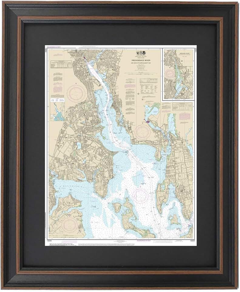 Framed Nautical Map Providence River
