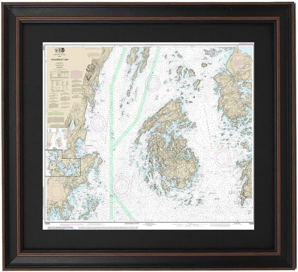 Framed Penobscot Bay Map
