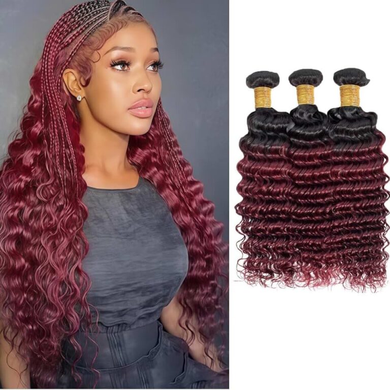 Ombre Burgundy Deep Wave Bundles