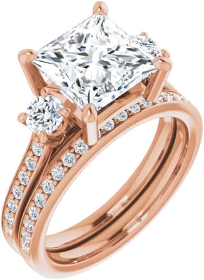 Moissanite Engagement Ring Set