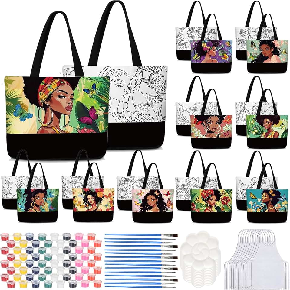 Pre Drawn Canvas Bags Set