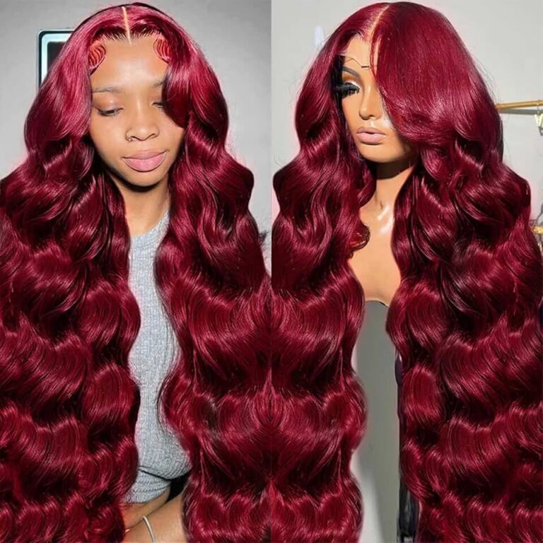 QZOQZO Burgundy Lace Wig
