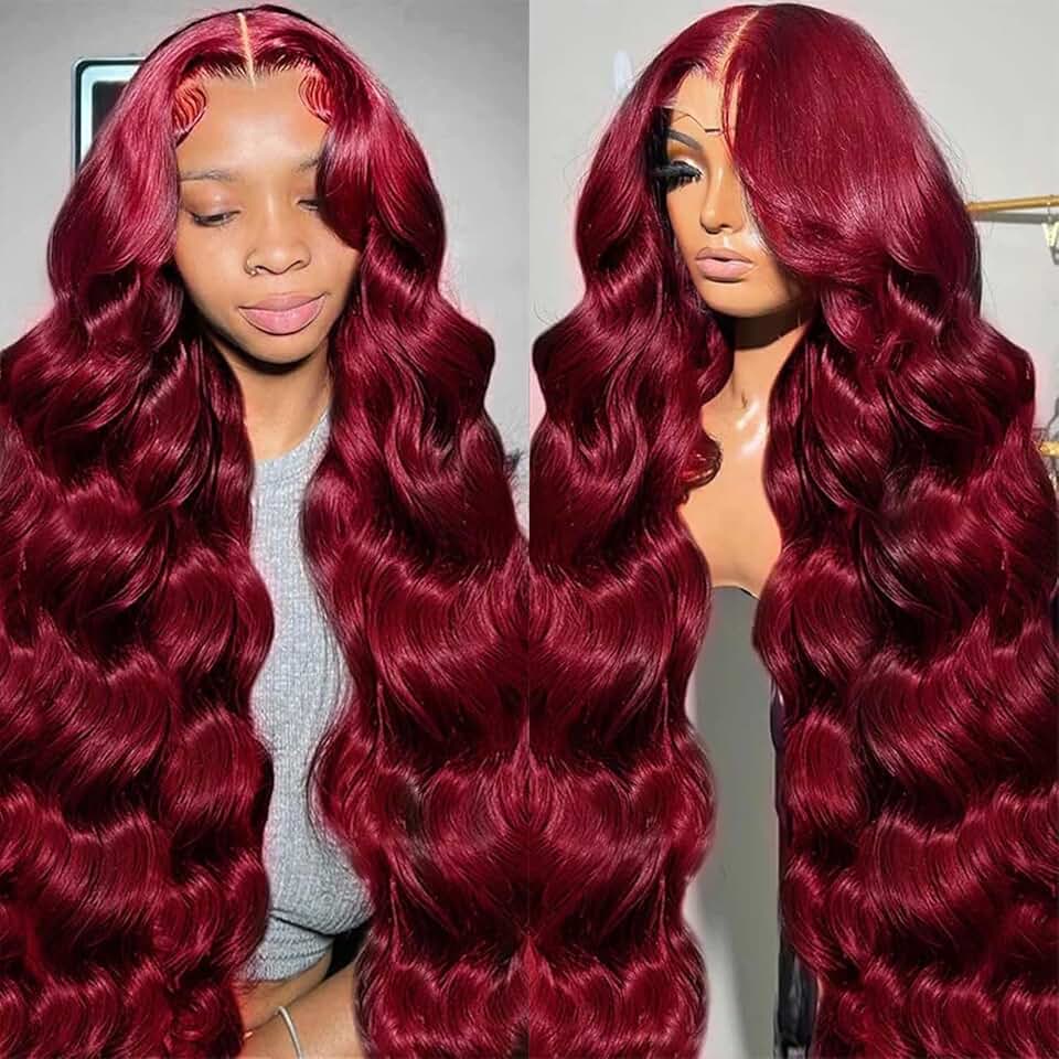 QZOQZO Burgundy Lace Wig