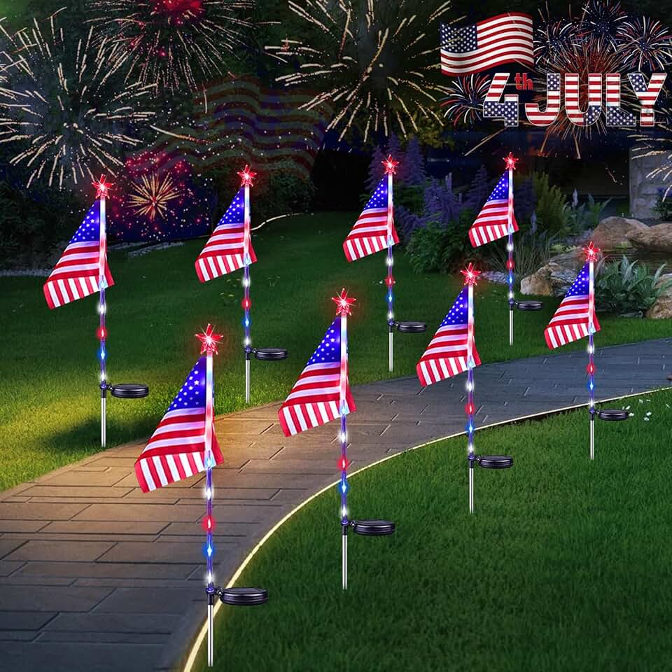 Solar American Flag Lights