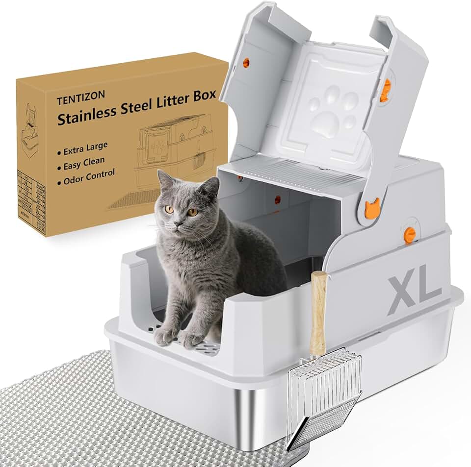 TENTIZON Stainless Steel Litter Box